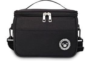 BALIGO Borsa Termica Porta Pranzo 6.4L, Borsa Termica Aggiornato, Borsa Frigo, Borse Termiche Porta Pranzo, Borsa Pranzo Portatile, Borsa Frigo Pranzo Ufficio Viaggio Picnic (Nero - 6.4L)